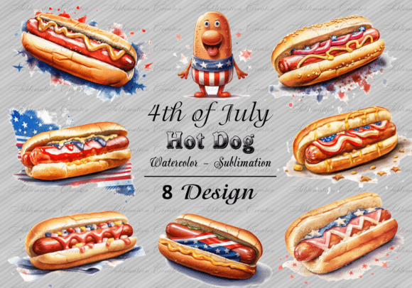 4th of July Hot Dog PNG