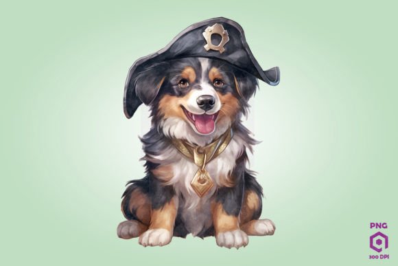 Australian Shepherd Pirate Dog Clipart