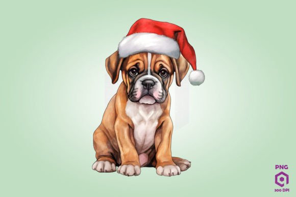 Boxer Dog in Santa Hat