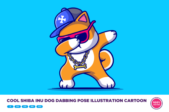 Cool Shiba Inu Dog Dabbing Pose Cartoon