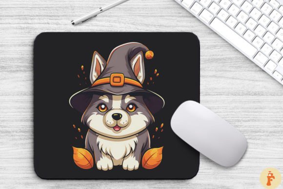 Cute Husky Dog in a Witch S Hat