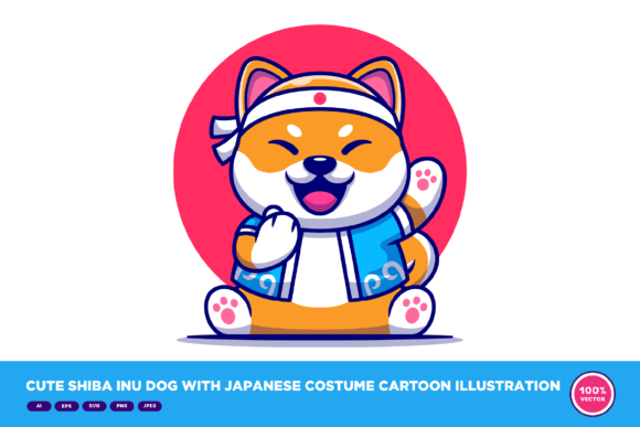 Cute Shiba Inu Dog with Japanese Costume