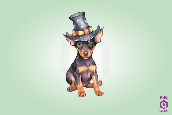 Doberman Pinscher Dog in Magic Hat