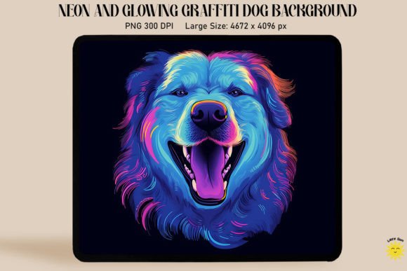 Neon Graffiti of Great Pyrenean Dog