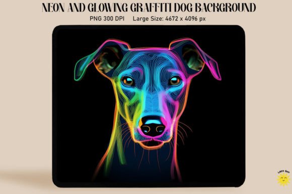Neon Graffiti of Whippet Dog