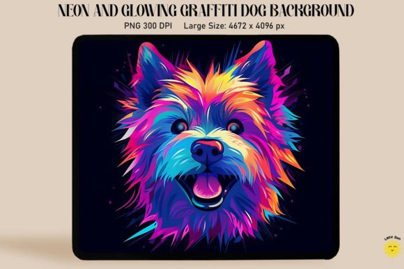 Neon Graffiti of White Terrier Dog