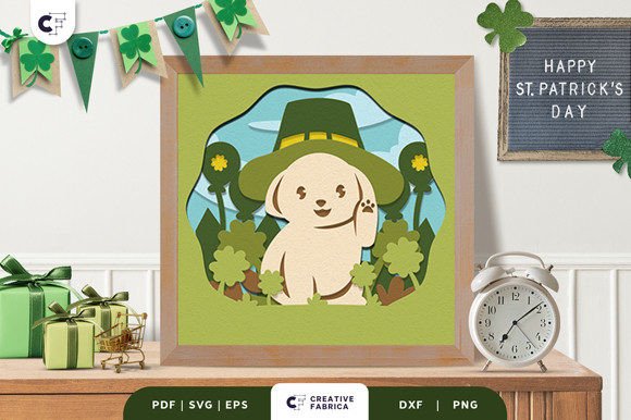 One Lucky Pup 3D Shadow Box SVG