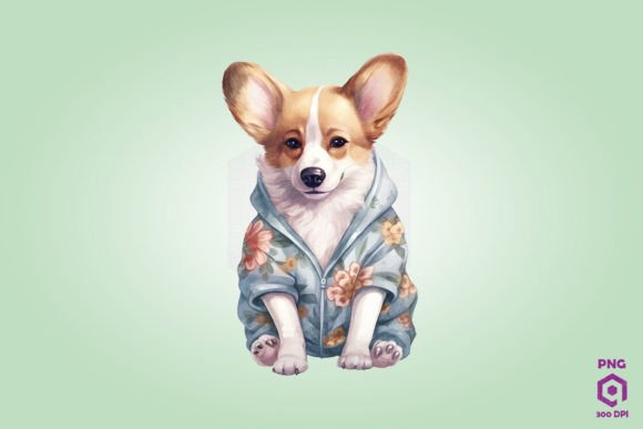 Pembroke Welsh Corgi Dog in Pajamas