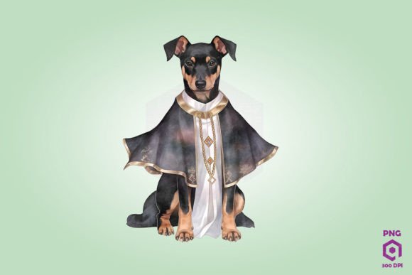 Priest Doberman Pinscher Dog Clipart