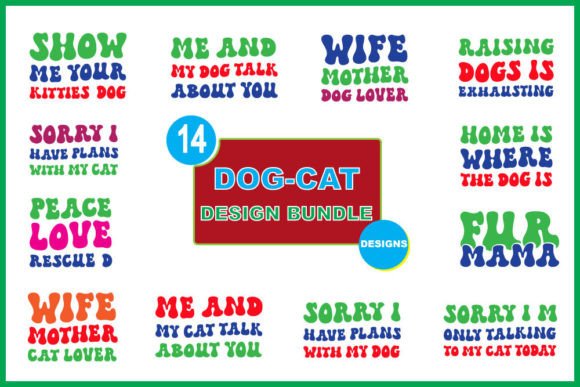 Retro Dog-Cat T-shirt Design Bundle