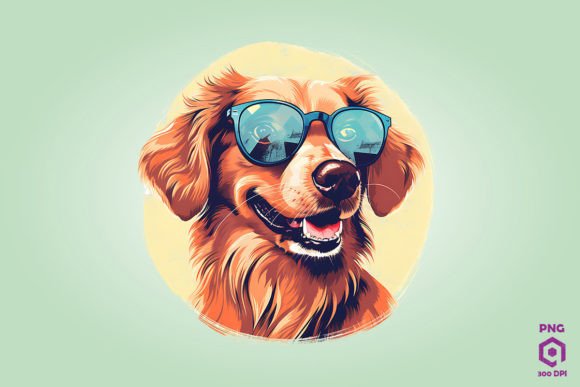 Retro Risograph Dog Clipart PNG