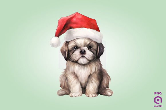 Shih Tzu Dog in Santa Hat