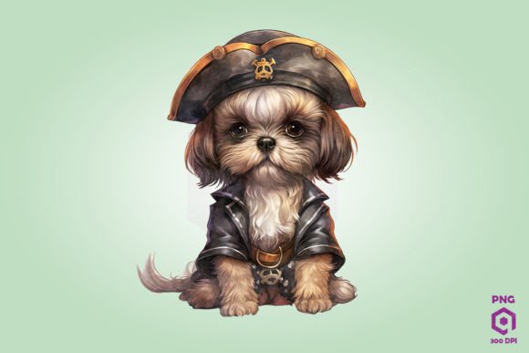 Shih Tzu Pirate Dog Clipart