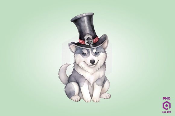 Siberian Husky Dog in Magic Hat