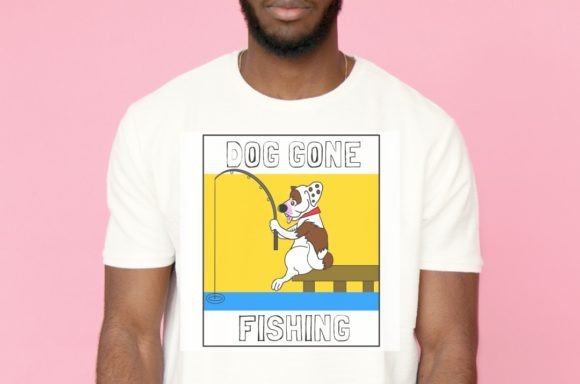 Staffy Dog Gone Fishing