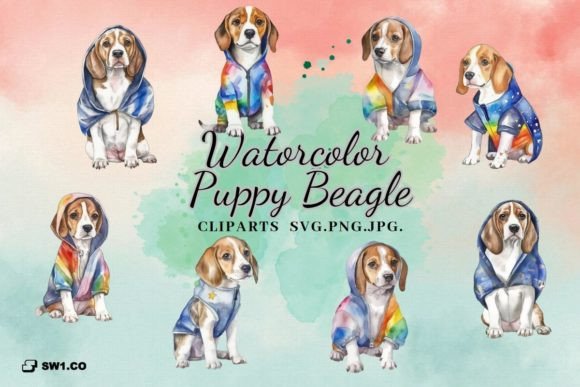 Watercolor Beagle Dog Clipart